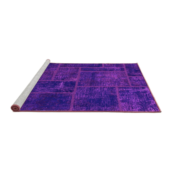 Sideview of Machine Washable Patchwork Pink Transitional Rug, wshabs1254pnk