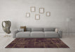Machine Washable Patchwork Brown Transitional Rug in a Living Room,, wshabs1254brn