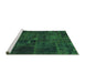 Sideview of Machine Washable Patchwork Green Transitional Area Rugs, wshabs1254grn