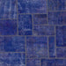 Square Abstract Cobalt Blue Patchwork Rug, abs1254