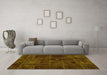 Machine Washable Patchwork Yellow Transitional Rug in a Living Room, wshabs1254yw