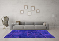 Machine Washable Patchwork Purple Transitional Rug, wshabs1254pur