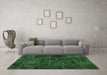 Machine Washable Patchwork Emerald Green Transitional Area Rugs in a Living Room,, wshabs1254emgrn