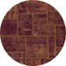 Round Patchwork Orange Transitional Rug, abs1254org