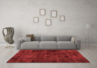 Machine Washable Patchwork Red Transitional Rug, wshabs1254red