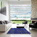 Square Machine Washable Abstract Cobalt Blue Rug in a Living Room, wshabs1254