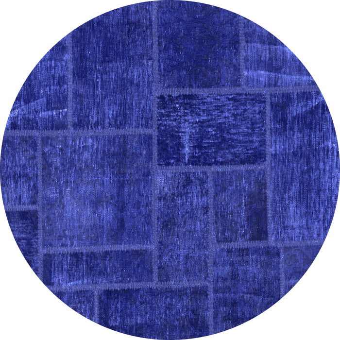 Round Patchwork Blue Transitional Rug, abs1254blu