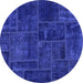 Round Patchwork Blue Transitional Rug, abs1254blu