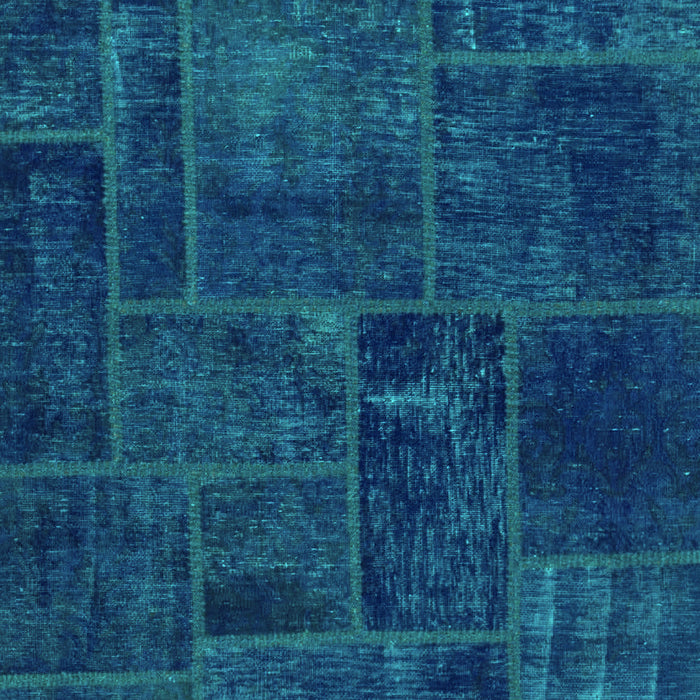 Machine Washable Patchwork Turquoise Transitional Area Rugs, wshabs1254turq