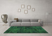 Machine Washable Patchwork Green Transitional Area Rugs in a Living Room,, wshabs1254grn