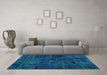 Machine Washable Patchwork Turquoise Transitional Area Rugs in a Living Room,, wshabs1254turq