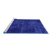 Sideview of Machine Washable Patchwork Blue Transitional Rug, wshabs1254blu