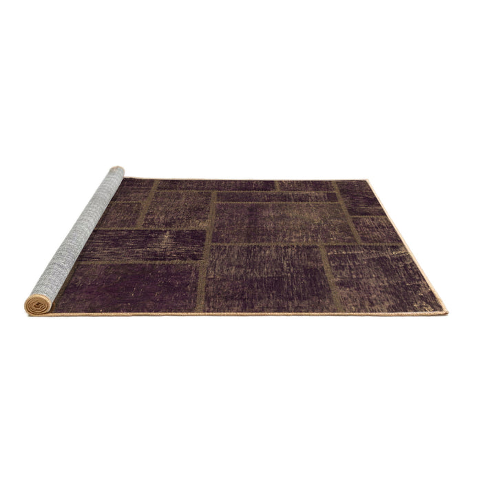 Sideview of Machine Washable Patchwork Brown Transitional Rug, wshabs1254brn