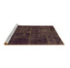 Sideview of Machine Washable Patchwork Brown Transitional Rug, wshabs1254brn