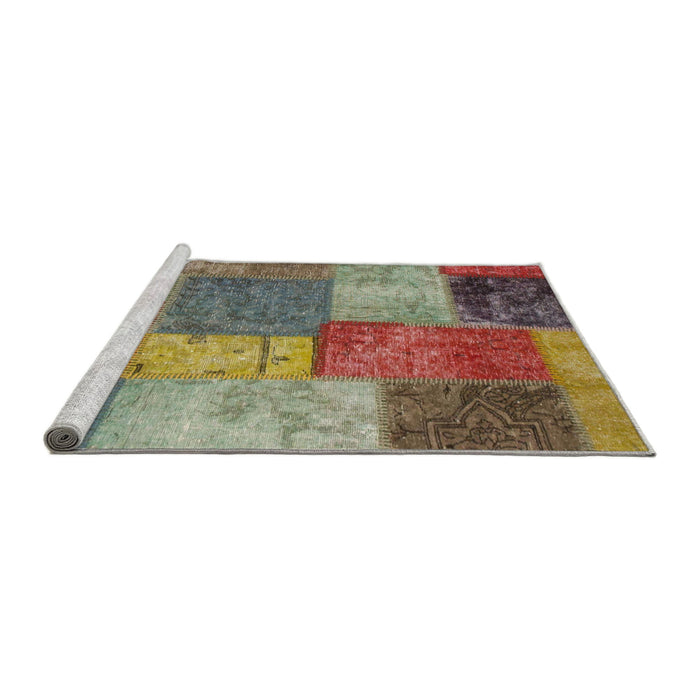 Sideview of Machine Washable Abstract Brown Red Rug, wshabs1255