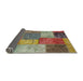 Sideview of Abstract Brown Red Patchwork Rug, abs1255