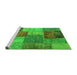 Sideview of Machine Washable Patchwork Green Transitional Area Rugs, wshabs1255grn