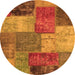 Round Machine Washable Patchwork Orange Transitional Area Rugs, wshabs1255org