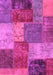 Machine Washable Patchwork Pink Transitional Rug, wshabs1255pnk