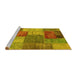 Sideview of Machine Washable Patchwork Yellow Transitional Rug, wshabs1255yw