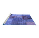 Sideview of Machine Washable Patchwork Blue Transitional Rug, wshabs1255blu