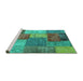 Sideview of Machine Washable Patchwork Turquoise Transitional Area Rugs, wshabs1255turq