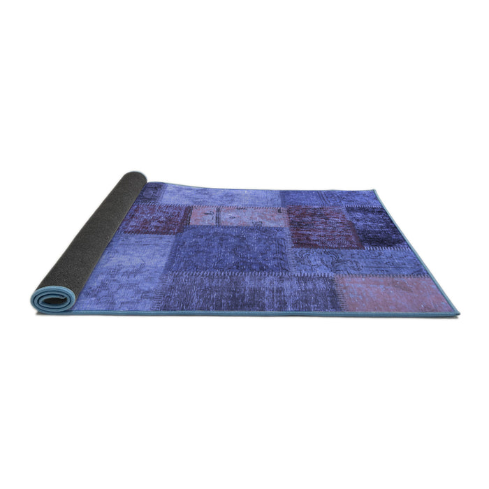 Sideview of Patchwork Blue Transitional Rug, abs1255blu