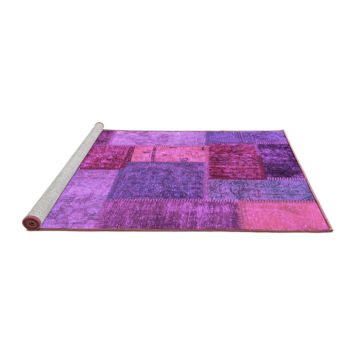 Sideview of Machine Washable Patchwork Purple Transitional Area Rugs, wshabs1255pur