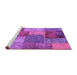 Sideview of Machine Washable Patchwork Purple Transitional Area Rugs, wshabs1255pur