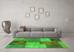 Machine Washable Patchwork Green Transitional Area Rugs in a Living Room,, wshabs1255grn