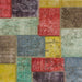 Square Abstract Brown Red Patchwork Rug, abs1255