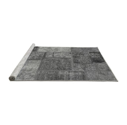 Sideview of Machine Washable Patchwork Gray Transitional Rug, wshabs1255gry