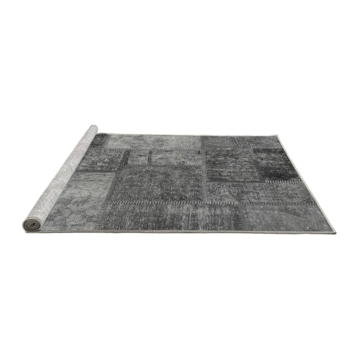 Sideview of Machine Washable Patchwork Gray Transitional Rug, wshabs1255gry