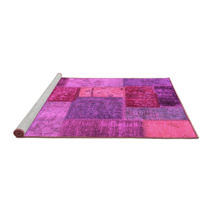 Sideview of Machine Washable Patchwork Pink Transitional Rug, wshabs1255pnk