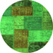 Round Patchwork Green Transitional Rug, abs1255grn