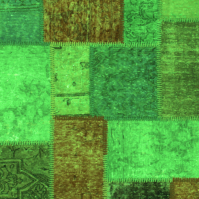 Machine Washable Patchwork Green Transitional Area Rugs, wshabs1255grn