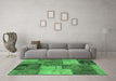 Machine Washable Patchwork Emerald Green Transitional Area Rugs in a Living Room,, wshabs1255emgrn