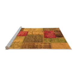 Sideview of Machine Washable Patchwork Orange Transitional Area Rugs, wshabs1255org