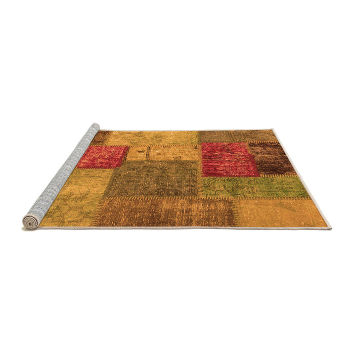 Sideview of Machine Washable Patchwork Orange Transitional Area Rugs, wshabs1255org