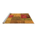 Sideview of Machine Washable Patchwork Orange Transitional Area Rugs, wshabs1255org