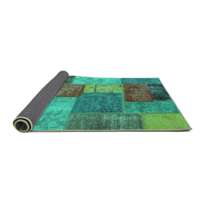 Sideview of Patchwork Turquoise Transitional Rug, abs1255turq