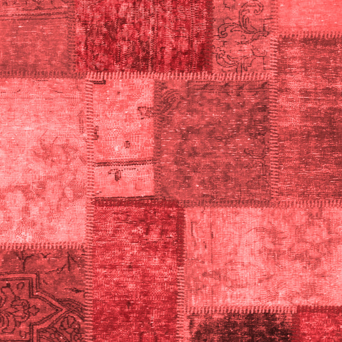 Machine Washable Patchwork Red Transitional Rug, wshabs1255red