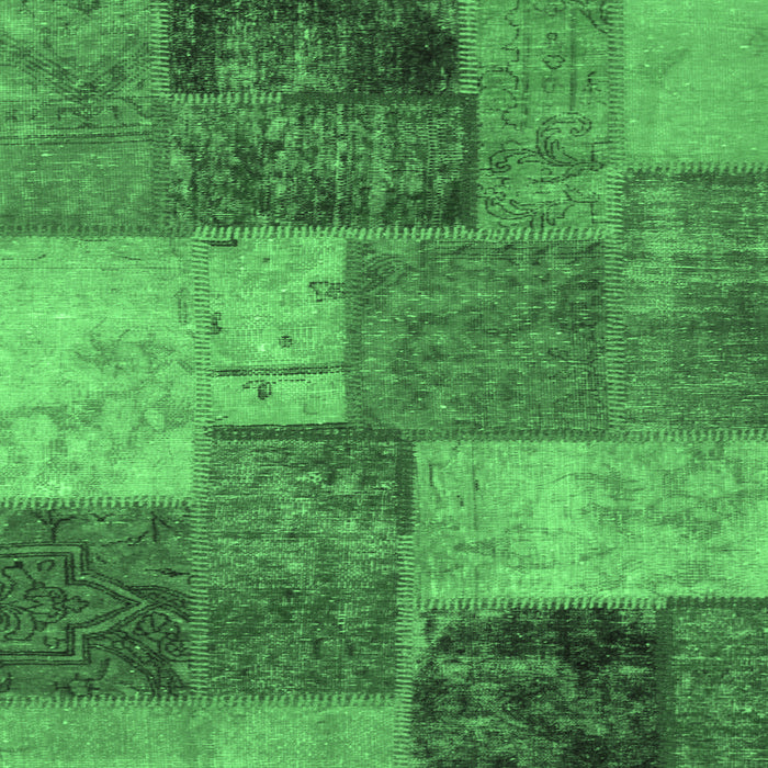 Square Machine Washable Patchwork Emerald Green Transitional Area Rugs, wshabs1255emgrn