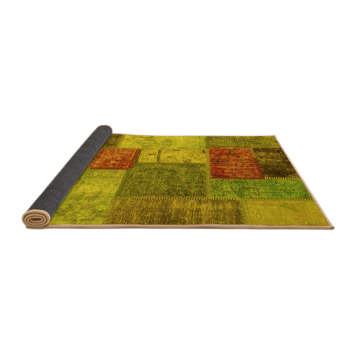 Sideview of Patchwork Yellow Transitional Rug, abs1255yw
