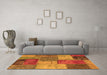 Machine Washable Patchwork Orange Transitional Area Rugs in a Living Room, wshabs1255org