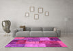 Machine Washable Patchwork Pink Transitional Rug in a Living Room, wshabs1255pnk