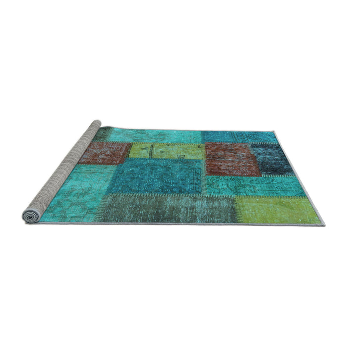 Sideview of Machine Washable Patchwork Light Blue Transitional Rug, wshabs1255lblu