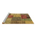 Sideview of Machine Washable Patchwork Brown Transitional Rug, wshabs1255brn