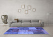 Machine Washable Patchwork Blue Transitional Rug in a Living Room, wshabs1255blu