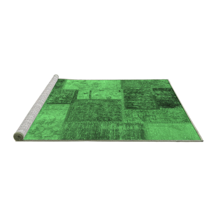 Sideview of Machine Washable Patchwork Emerald Green Transitional Area Rugs, wshabs1255emgrn